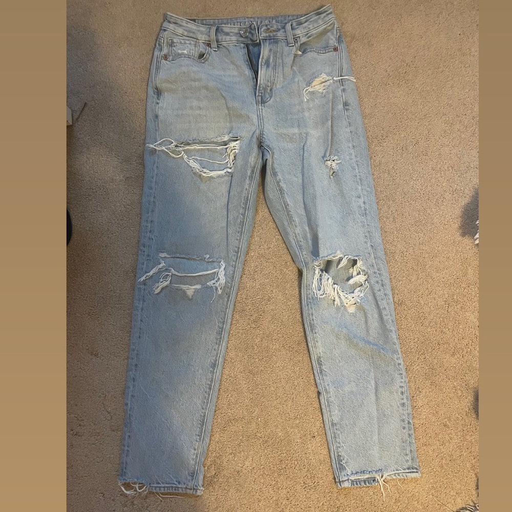 Blue Ripped Mom Jeans